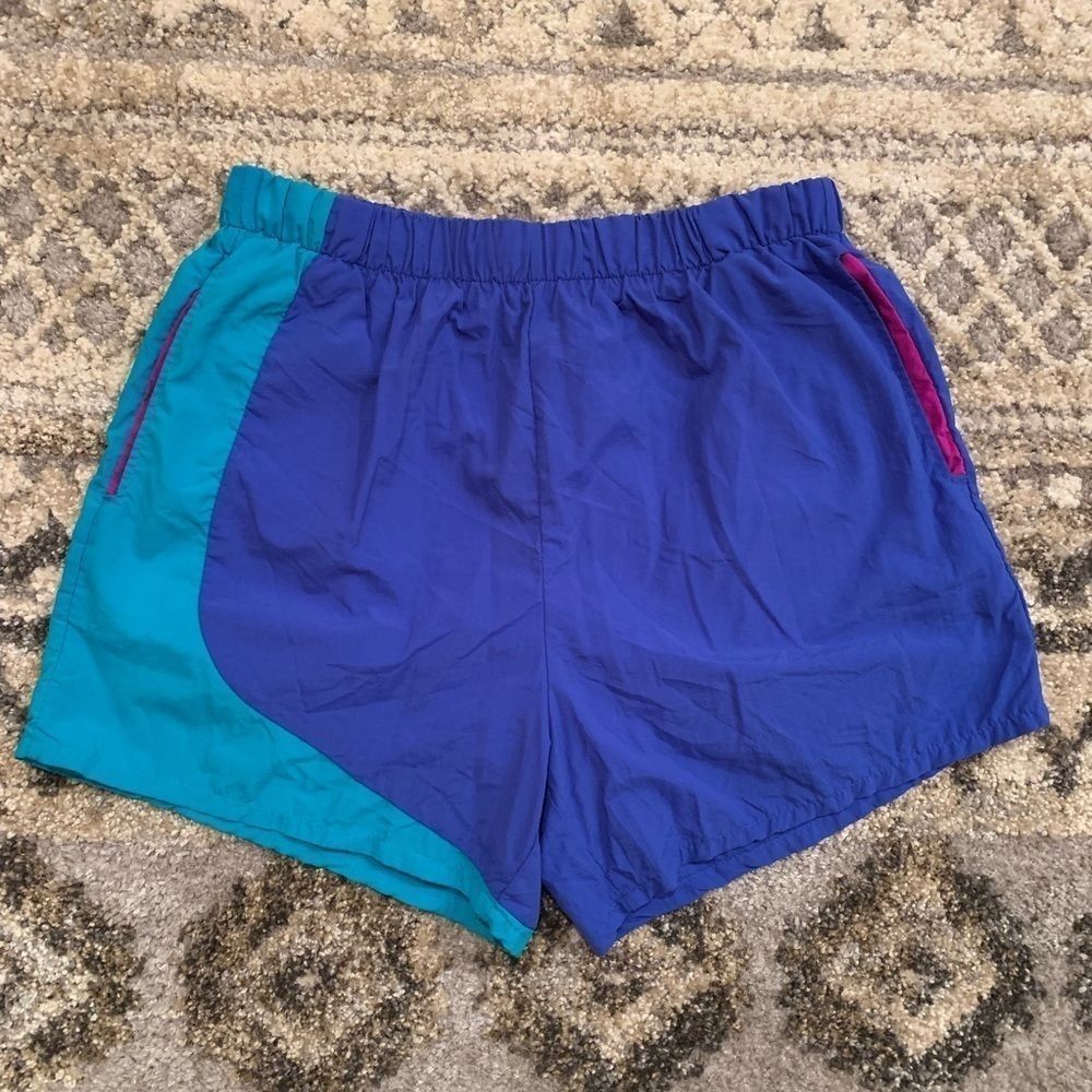 Vintage Beach Gear 1990s Vintage Colorblock Swim Trunks Large